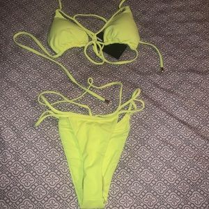 Neon green swimsuit
